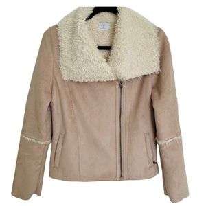 T Los Angeles Women’s Faux Suede Shearling Side Zip Jacket SZ S